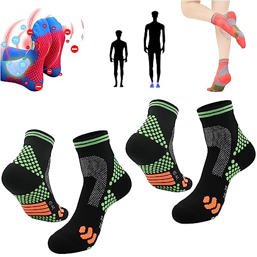 ROSSOM 2023 Ferninfrarot-Schörl-Titan-Ionen-Booster-Socken, leistungsstarke Sportsocken, Knöchel-Kompressionssocken für Damen und Herren (M,2pcs Black) von ROSSOM