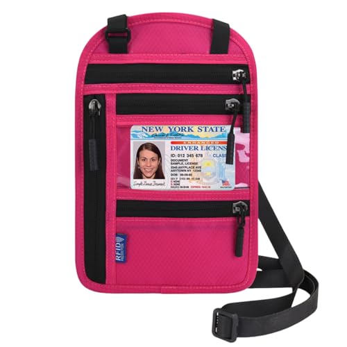 ROSSRORE RFID Blocking Neck Wallet - XL Concealable Travel Passport Holder, Anti-Theft Under Clothes Pouch for Money, Cards & Documents (XL Black, Cruise/Euro Trip Ready), rosarot, Minimalistisch von ROSSRORE