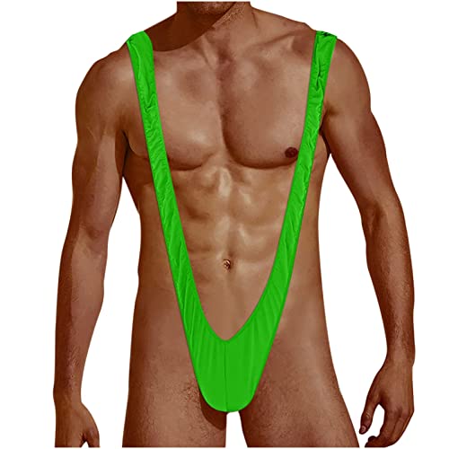 ROSVAJFY Borat Mankini von Herren String Tanga String V Sling Thong elastisch Unterwäsche Männer Hot V Hosenträger String verstellbar Badeanzug Geschenk Halloween Weihnachten, grün, Einheitsgröße von ROSVAJFY