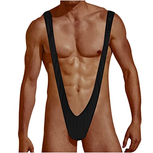 ROSVAJFY Borat Mankini Herren String Tanga V Sling Thong elastisch Unterwäsche Männer Hot V Träger String verstellbar Badeanzug Geschenk Halloween Weihnachten, Schwarz , One size von ROSVAJFY