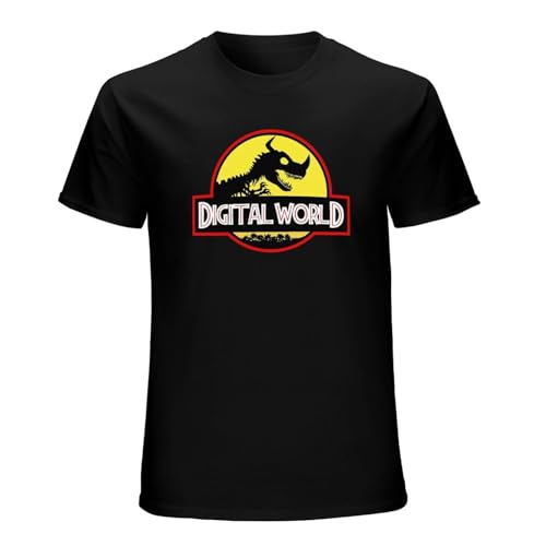 Digital World Digimon and Crest Men T Shirts Nostalgic Anime Adult Printed Unique Tees Short Sleeve T-Shirt Cotton Tops Black L von ROSY CONFIDANTE