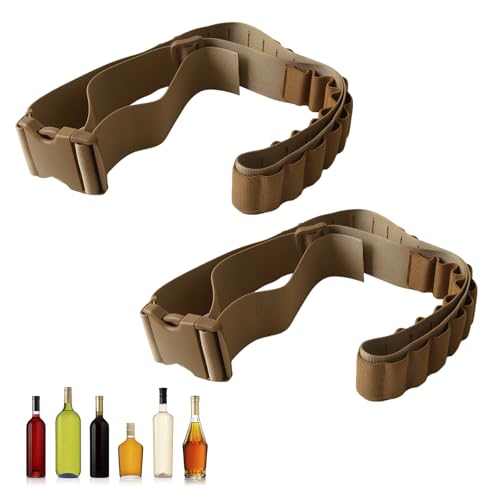 ROSYLEVE 2 Stück Klopfer Gürtel 27 Slots, Schnapsgürtel, Klopfergürtel Zapfanlage, Mini Schnaps Shot Gürtel, Klopfer Gürtel für JGA Zubehör, Festivals, Junggesellenabschied, Karneval(Braun) von ROSYLEVE