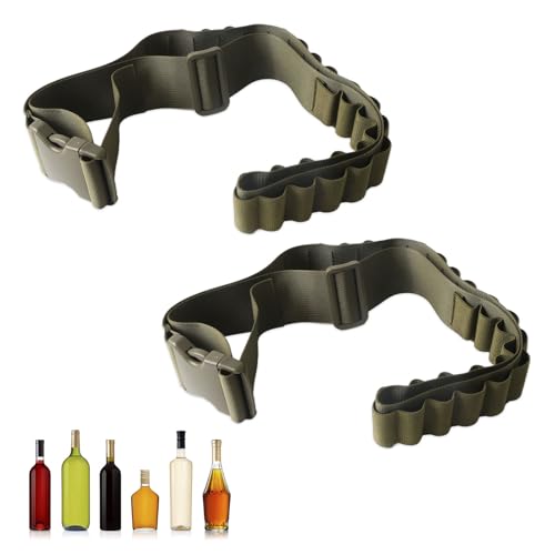 ROSYLEVE 2 Stück Klopfer Gürtel 27 Slots, Schnapsgürtel, Klopfergürtel Zapfanlage, Mini Schnaps Shot Gürtel für JGA Zubehör, Festivals, Junggesellenabschied, Karneval(Armee Grün) von ROSYLEVE