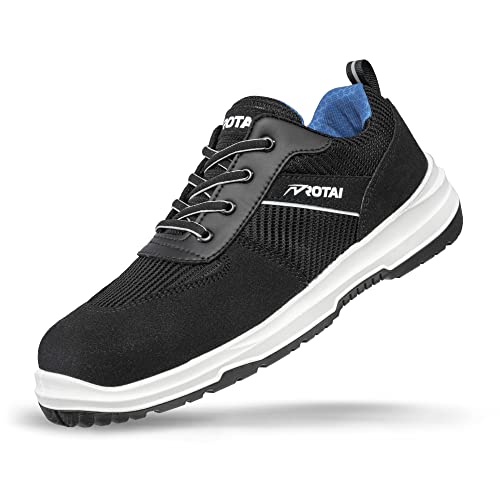 ROTAI RS PRO 22 Sicherheitsschuhe S1P ESD – leichte Arbeitsschuhe im Sneaker Stil mit Fiberglaskappe - Größe 46 - Unisex Sicherheitsschuh – schwarz/blau von ROTAI