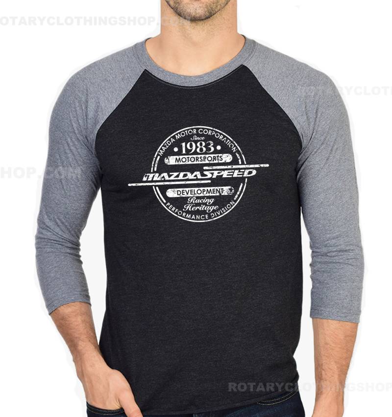 Mazdaspeed T-Shirt - 3-4 Raglan Vintage Logo Rx7 787B Mazdaspeed3 Miata Mazdaspeed6 Unisex von ROTARYCLOTHINGSHOP