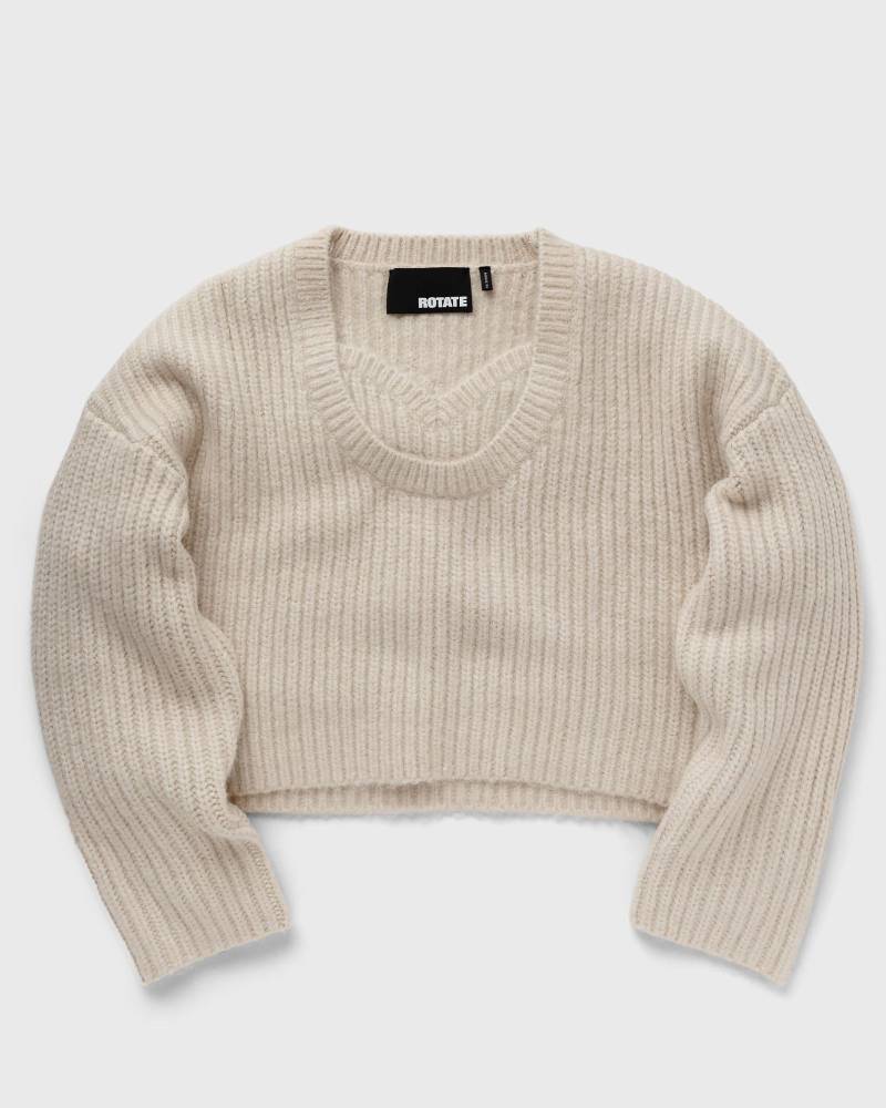 ROTATE Birger Christensen Cable Knit Crop Sweater women Pullovers beige in Größe:L von ROTATE Birger Christensen