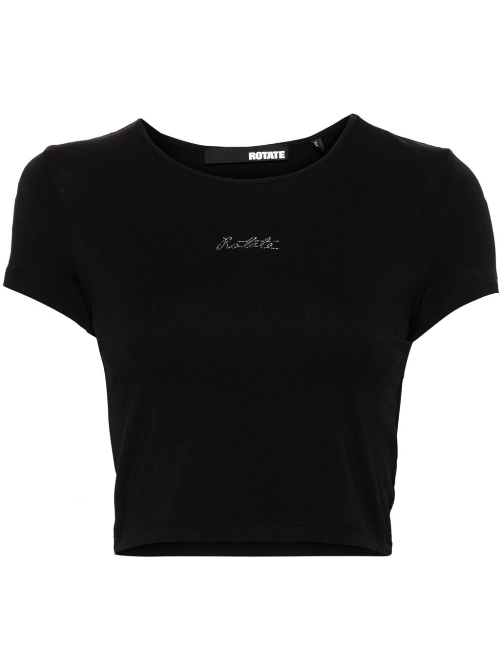 ROTATE BIRGER CHRISTENSEN Cropped-T-Shirt mit Logo-Stickerei - Schwarz von ROTATE BIRGER CHRISTENSEN