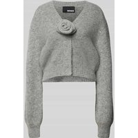 ROTATE Strickjacke mit Zierbesatz in Mittelgrau Melange, Größe 42 von ROTATE