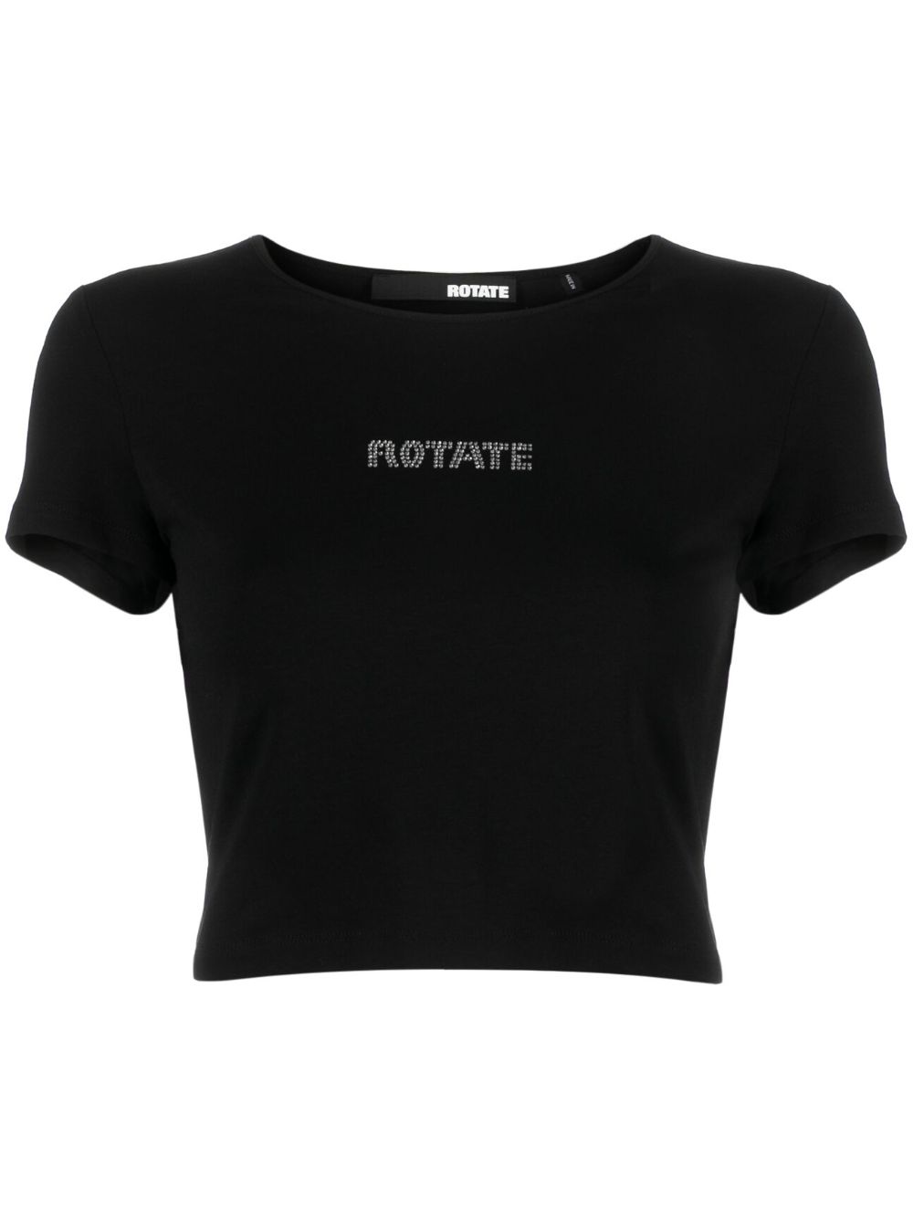 ROTATE BIRGER CHRISTENSEN Cropped-T-Shirt mit Kristallen - Schwarz von ROTATE BIRGER CHRISTENSEN