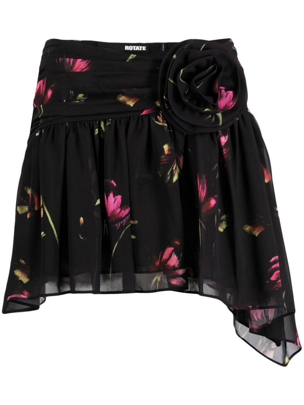 ROTATE BIRGER CHRISTENSEN Asymmetrischer Rock mit Blumen-Print - Schwarz von ROTATE BIRGER CHRISTENSEN