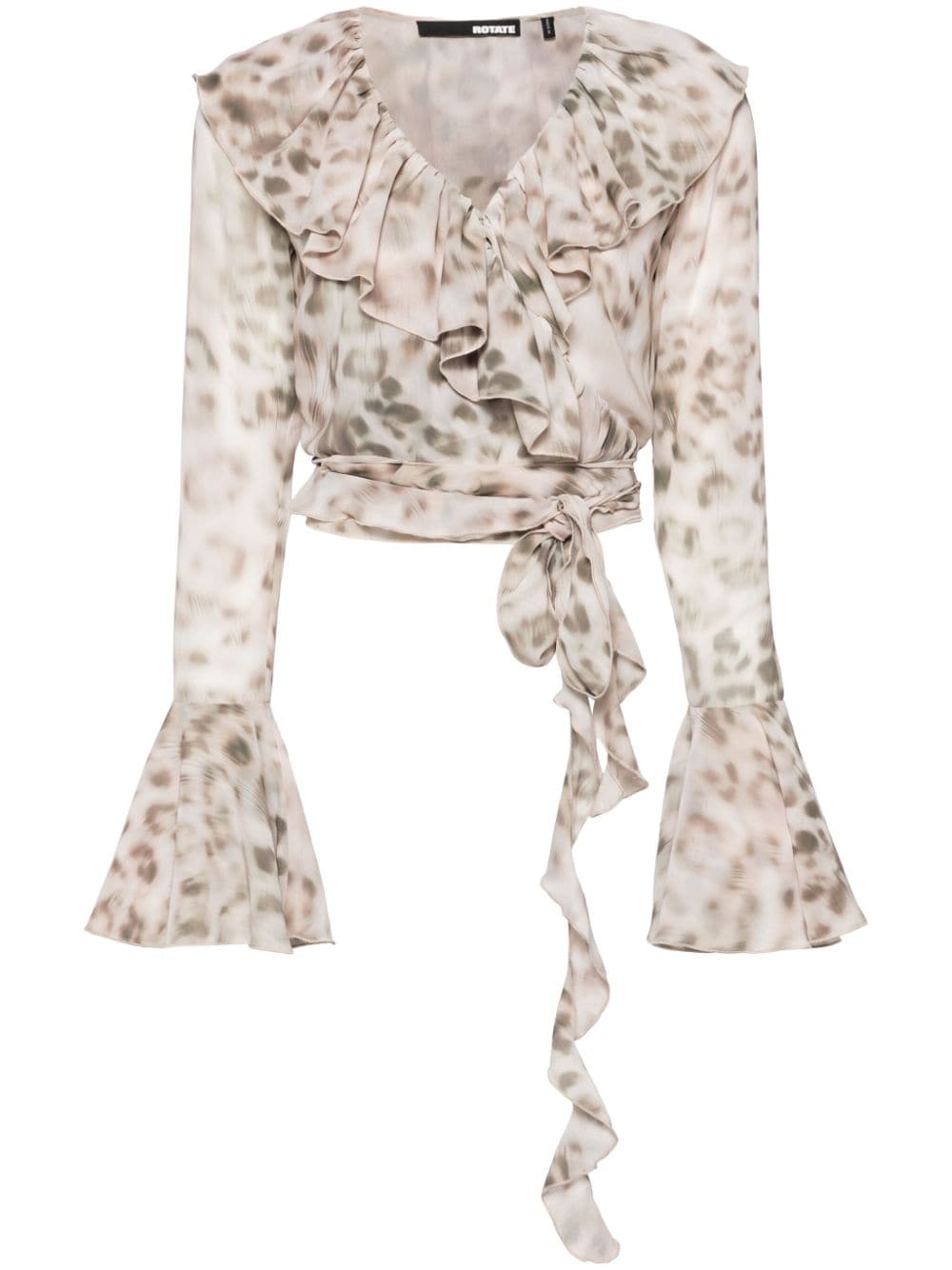 ROTATE BIRGER CHRISTENSEN Cropped-Bluse mit Leoparden-Print - Nude von ROTATE BIRGER CHRISTENSEN