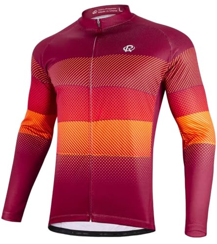 ROTTO Herren Radtrikot Fahrradtrikot langarm Rennrad Trikot Einfache Linien Serie von ROTTO