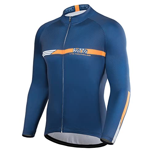 ROTTO Herren Radtrikot Fahrradtrikot Langarm Rennrad Trikot Einfache Linien Serie von ROTTO