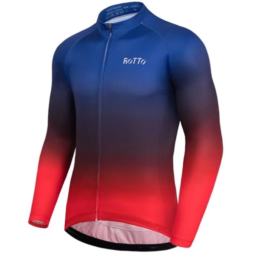 ROTTO Herren Radtrikot Fahrradtrikot Langarm Rennrad Trikot Farbverlauf Reihe von ROTTO