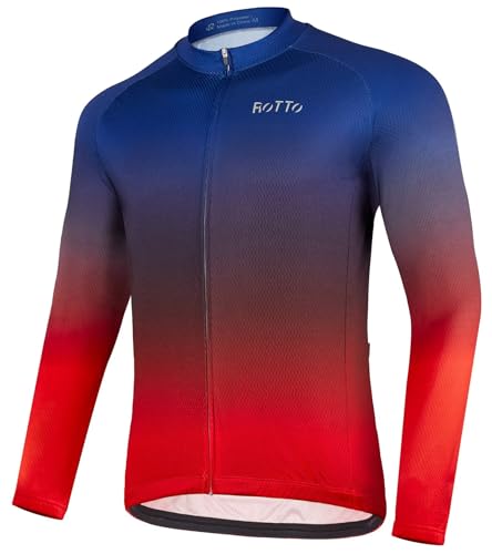 ROTTO Herren Radtrikot Fahrradtrikot Langarm Rennrad Trikot Farbverlauf Reihe von ROTTO