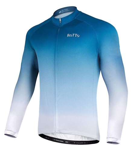 ROTTO Herren Radtrikot Fahrradtrikot Langarm Rennrad Trikot Farbverlauf Reihe von ROTTO