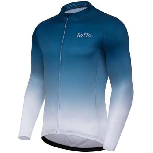 ROTTO Herren Radtrikot Fahrradtrikot Langarm Rennrad Trikot Farbverlauf Reihe von ROTTO