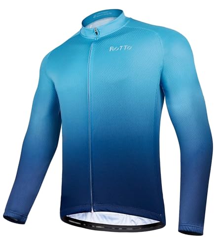 ROTTO Herren Radtrikot Fahrradtrikot Langarm Rennrad Trikot Farbverlauf Reihe von ROTTO