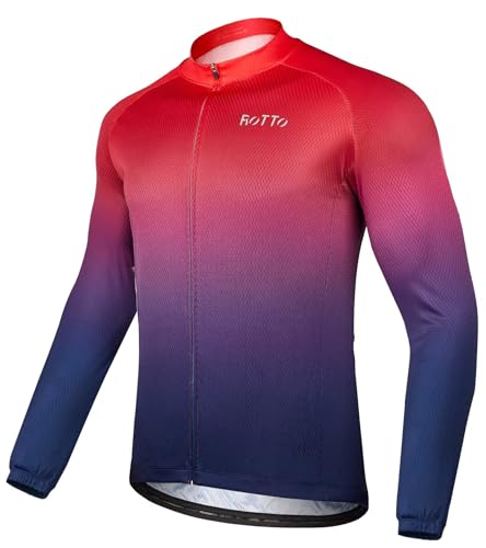 ROTTO Herren Radtrikot Fahrradtrikot Langarm Rennrad Trikot Farbverlauf Reihe von ROTTO