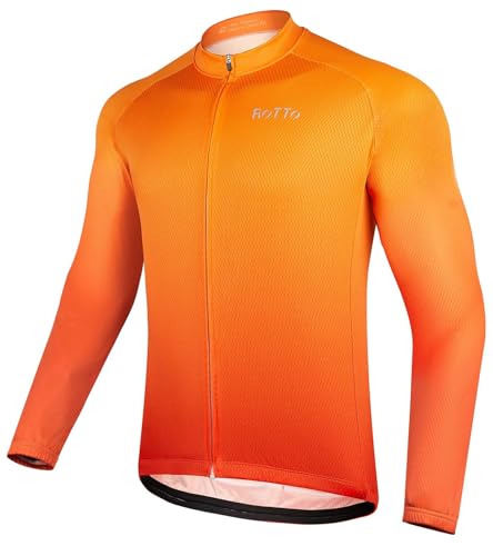 ROTTO Herren Radtrikot Fahrradtrikot Langarm Rennrad Trikot Farbverlauf Reihe von ROTTO