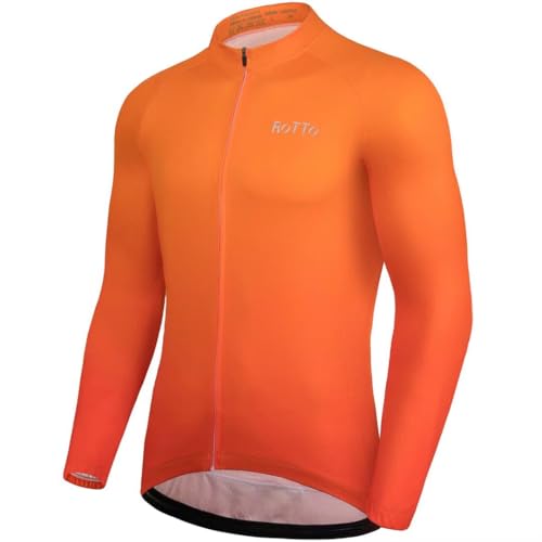 ROTTO Herren Radtrikot Fahrradtrikot Langarm Rennrad Trikot Farbverlauf Reihe von ROTTO