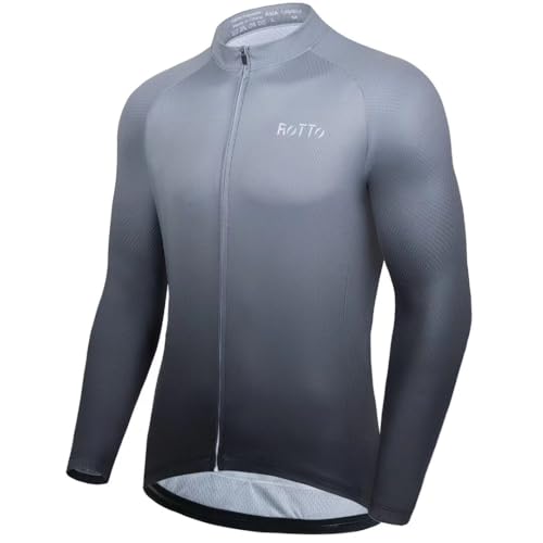 ROTTO Herren Radtrikot Fahrradtrikot Langarm Rennrad Trikot Farbverlauf Reihe von ROTTO