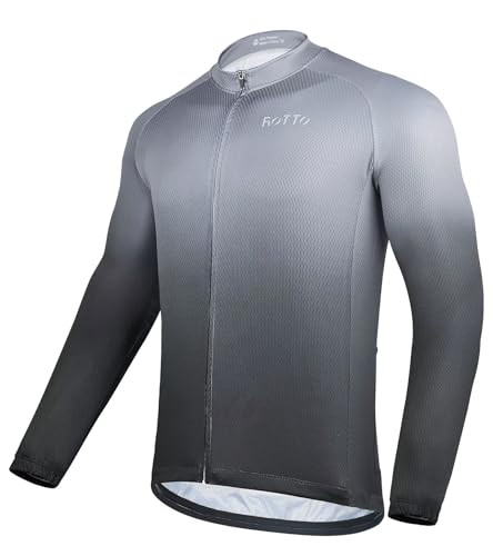 ROTTO Herren Radtrikot Fahrradtrikot Langarm Rennrad Trikot Farbverlauf Reihe von ROTTO