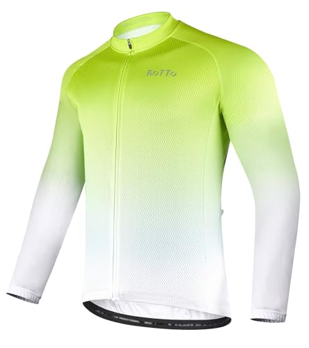 ROTTO Herren Radtrikot Fahrradtrikot Langarm Rennrad Trikot Farbverlauf Reihe von ROTTO