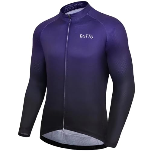 ROTTO Herren Radtrikot Fahrradtrikot Langarm Rennrad Trikot Farbverlauf Reihe von ROTTO