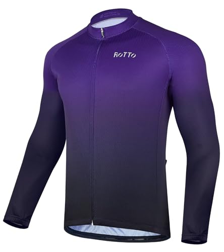 ROTTO Herren Radtrikot Fahrradtrikot Langarm Rennrad Trikot Farbverlauf Reihe von ROTTO