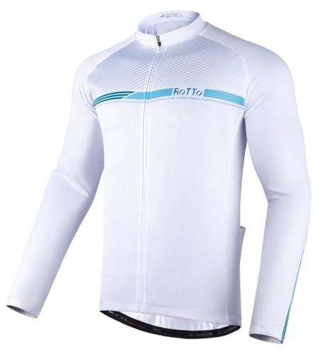 ROTTO Herren Radtrikot Fahrradtrikot Langarm Rennrad Trikot mit Rückentaschen Streifen Serie von ROTTO