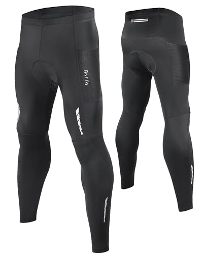 ROTTO Lange Radlerhose Herren Fahrradhose Gepolstert stoßfeste Radhose Elastische Hosen Radfahren mit Taschen von ROTTO