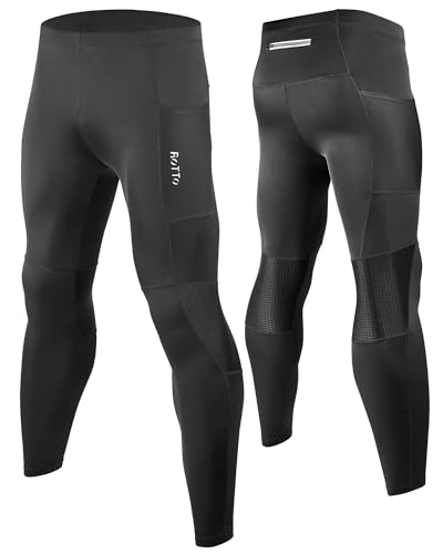 ROTTO Lange Radlerhose Herren Fahrradhose Gepolstert stoßfeste Radhose Elastische Hosen Radfahren mit Taschen von ROTTO