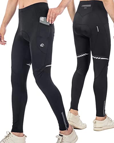 ROTTO Radlerhose Herren Lange Fahrradhose mit Taschen Radhose Gepolstert Radsport Hose Kompression Leggings von ROTTO