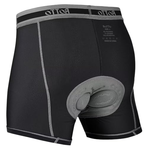 ROTTO Radlerhose Herren Radunterhose mit Sitzpolster Fahrradhose Unterwäsche Radhose Kurz MTB Liner Atmungsaktiv Schnell Trocknend von ROTTO