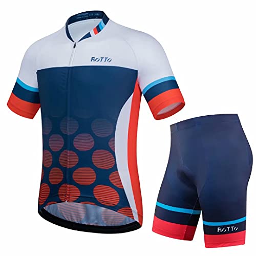 ROTTO Radtrikot Herren Set Kurzarm Fahrradtrikot und 3D Gepolsterte Radhose Rennserie ROTTO Radtrikot Herren Set Kurzarm Fahrradtrikot und 3D Gepolsterte Radhose Rennserie von ROTTO