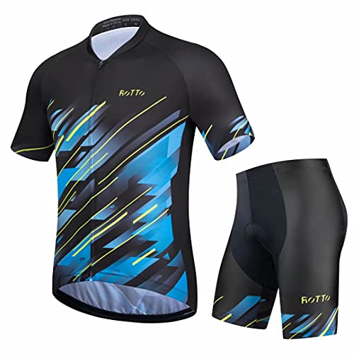 ROTTO Radtrikot Herren Set Kurzarm Fahrradtrikot und 3D Gepolsterte Radhose Rennserie von ROTTO