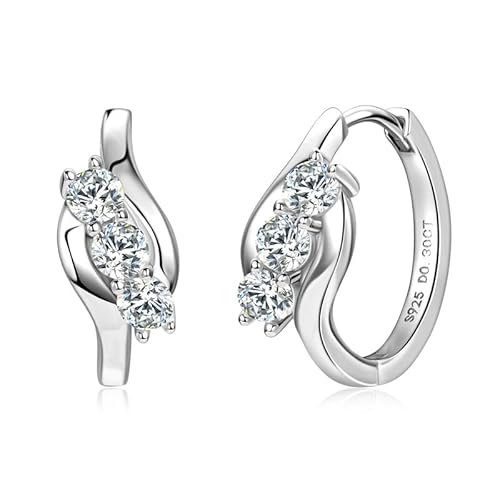 Damen Creolen Ohrringe -Moissanit Creolen VVS 3,0mm 1,0ct mit Echtheitszertifikat-925 Sterling Silber -stilvolle Geschenkverpackung von ROUGEMONT Jewellery (Silber) von ROUGEMONT