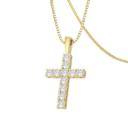Funkelnde Moissanit VVS Diamant Kreuz Halskette 1,0ct 3mm -funkelnde Eleganz-spirituelles Geschenk -mit stilvoller Geschenkverpackung -Lab Grow Diamond -925 Sterling Silber 18K Gold Funkelnde Moissanit VVS Diamant Kreuz Halskette 1,0ct 3mm -funkelnde Eleganz-spirituelles Geschenk -mit stilvoller Geschenkverpackung -Lab Grow Diamond -925 Sterling Silber 18K Gold von ROUGEMONT