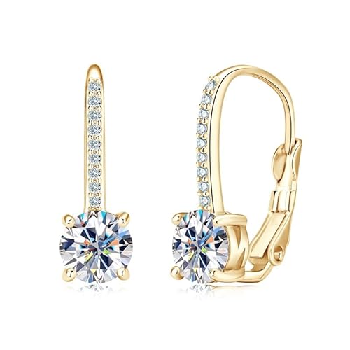 ROUGEMONT Damen Ohrhänger, 925 Sterling Silber, 18K Gold Vergoldet, Moissanit Diamant Creolen, Luxus Schmuck von ROUGEMONT