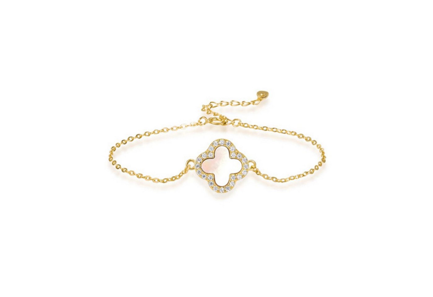 ROUGEMONT Armband Kleeblatt Glücksbringer Armband 925 Sterling Silber 18K Gold 18cm, Glücksbringer von ROUGEMONT
