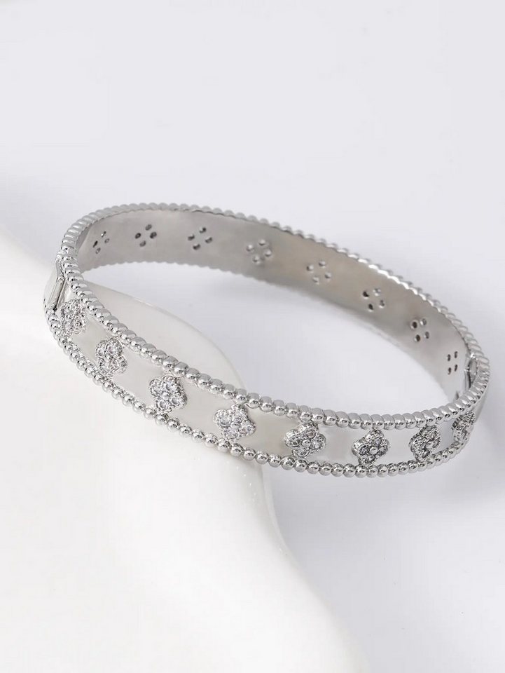 ROUGEMONT Armreif Glücksbringer Damen Armreif Kleeblatt Design Edelstahl 18K Gold, Handgefertigt von ROUGEMONT