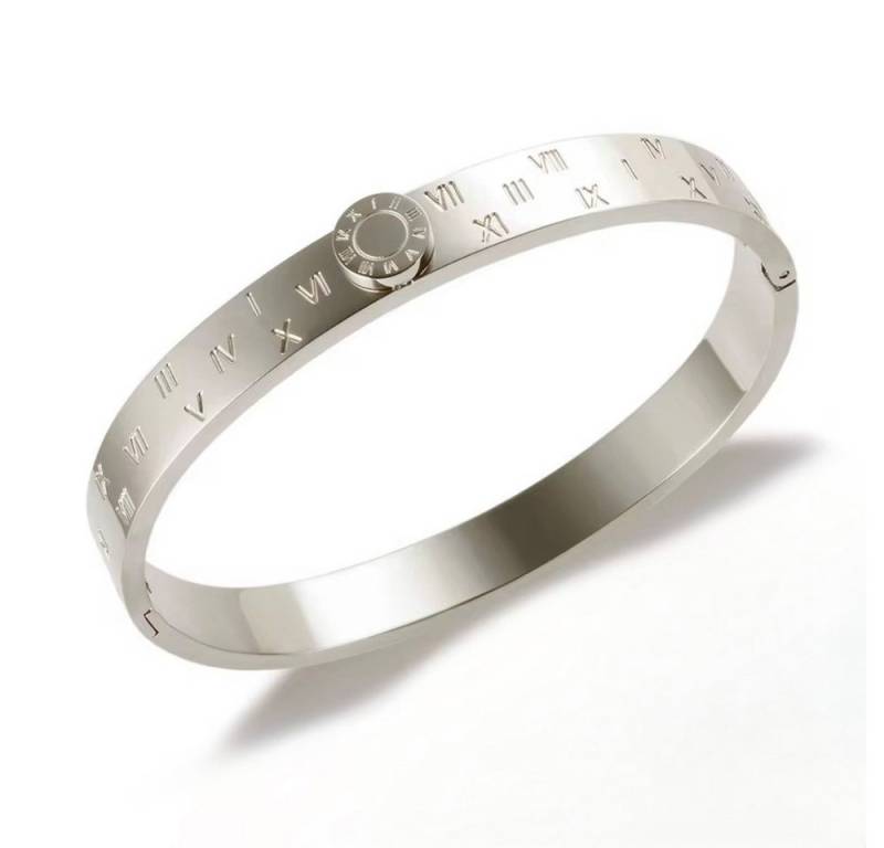 ROUGEMONT Armreif Stilvoller Römische Ziffern Damen Armreif -Hochglanz Gold 18cm, Hypoallergen von ROUGEMONT