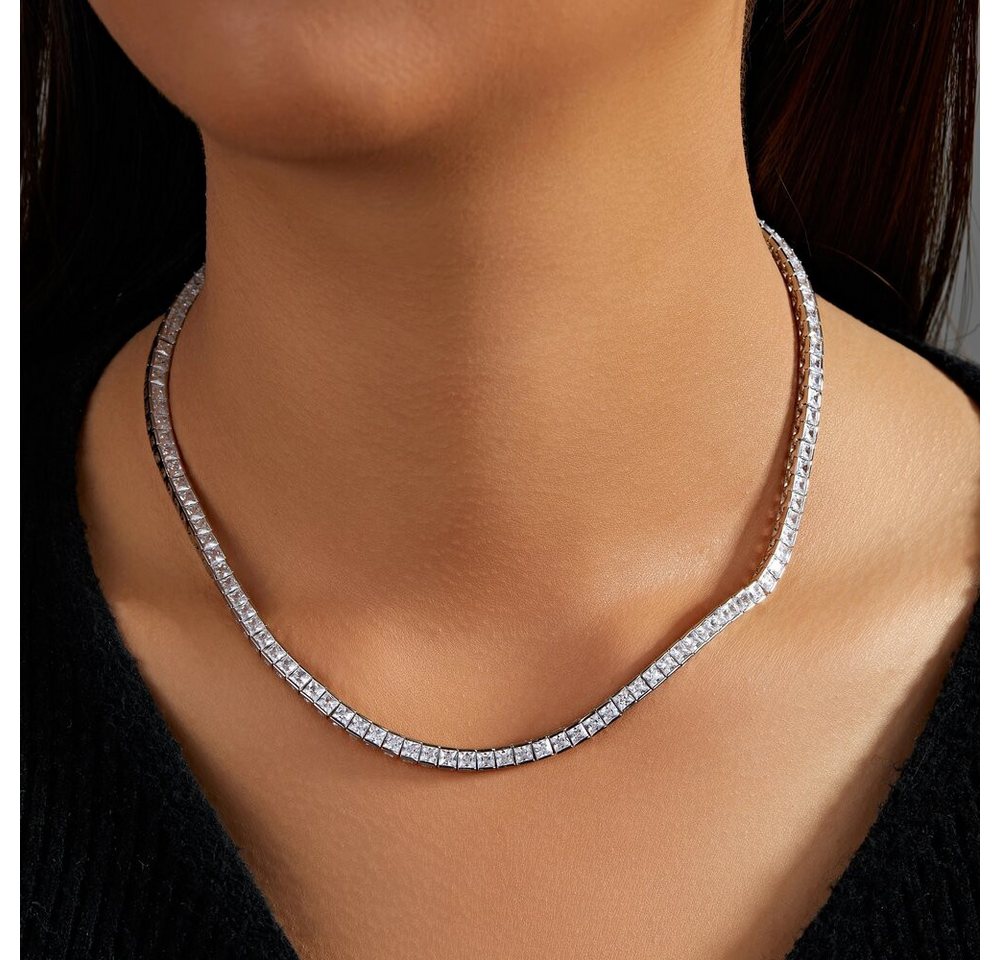 ROUGEMONT Collier Funkelnde Damen Collier Halskette Princess Cut 43cm, Hypoallergen von ROUGEMONT