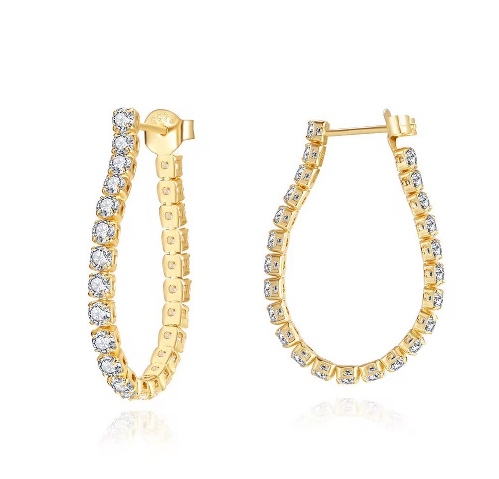 ROUGEMONT Creolen-Set Funkelnde Tennis Zirkonia Damen Creolen Ohrringe 925 Sterling Silber, Hypoallergen von ROUGEMONT