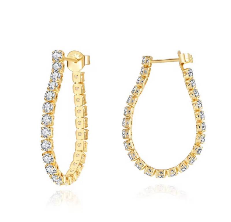 ROUGEMONT Creolen-Set Funkelnde Tennis Zirkonia Damen Creolen Ohrringe 925 Sterling Silber, Hypoallergen von ROUGEMONT