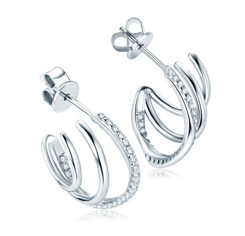 ROUGEMONT Creolen-Set Luxuriöse Damen Moissanit Creolen Ohrringe Silber 925, Echtschmuck von ROUGEMONT