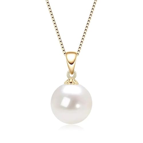 ROUGEMONT Damen Perlem Halskette Laperla-Echte Süßwasserperle 7,0mm -925 Sterling Silber mit 18K Gelbgold/Weißgold -mit stilvoller Geschenkverpackung Jewellery von ROUGEMONT
