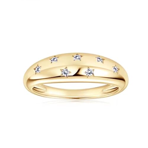 ROUGEMONT Damen Ring Gold Sterne Design Edelstahl 18 K Gold plattiert AAAAZirkonia -mit stilvoller Geschenkverpackung Jewellery (7) von ROUGEMONT