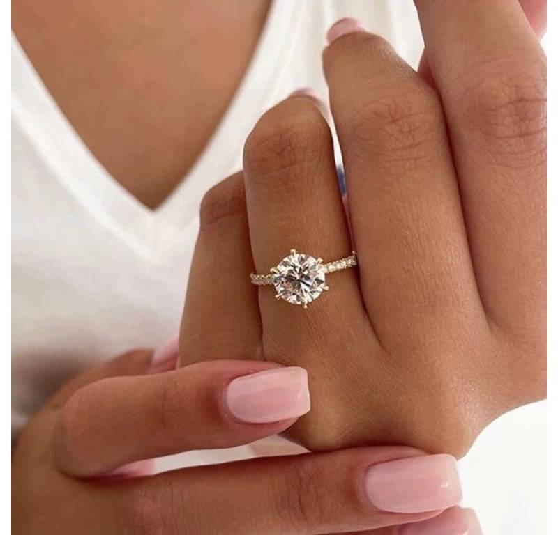 ROUGEMONT Fingerring Funkelnder Moissanit Verlobungsring Ehering 925 Silber Weißgold von ROUGEMONT